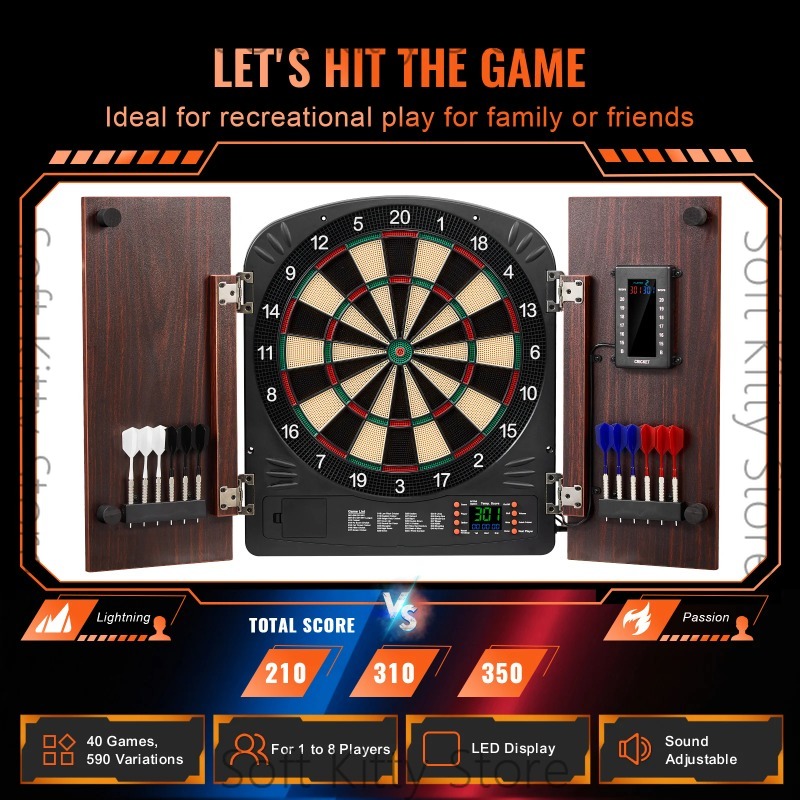 Electronic Dartboard Cabinet - Ensemble de cible de fléchettes et